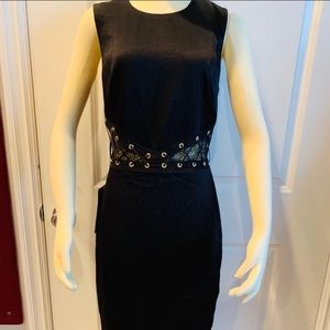 NWT Bebe Black Satin Midi Dress 6